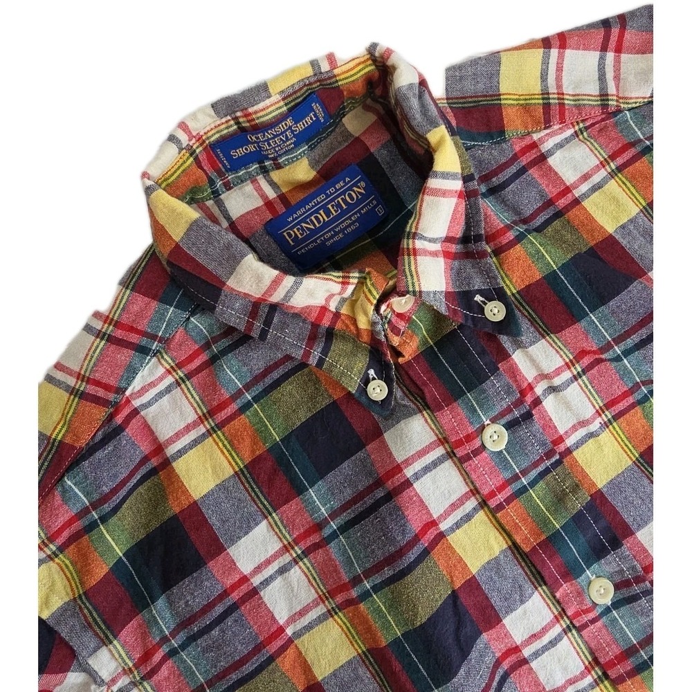 Pendleton Mens Oceanside Short Sleeve Shirt Size S RED Plaid‎ Button Up